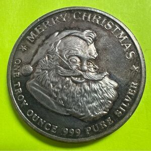 1 Troy Ounce .999 Fine Silver Round “Merry Xmas” In Original Sealed Pouch Rare!